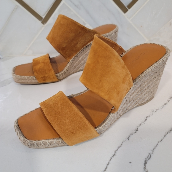 Vince NWT Garlin Suede espadrille wedge sandals jute heel with open square toe. - Picture 10 of 11